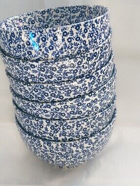 Burleigh English FELICITY Forget-me-not Footed Cereal Bowls - Set Of Six